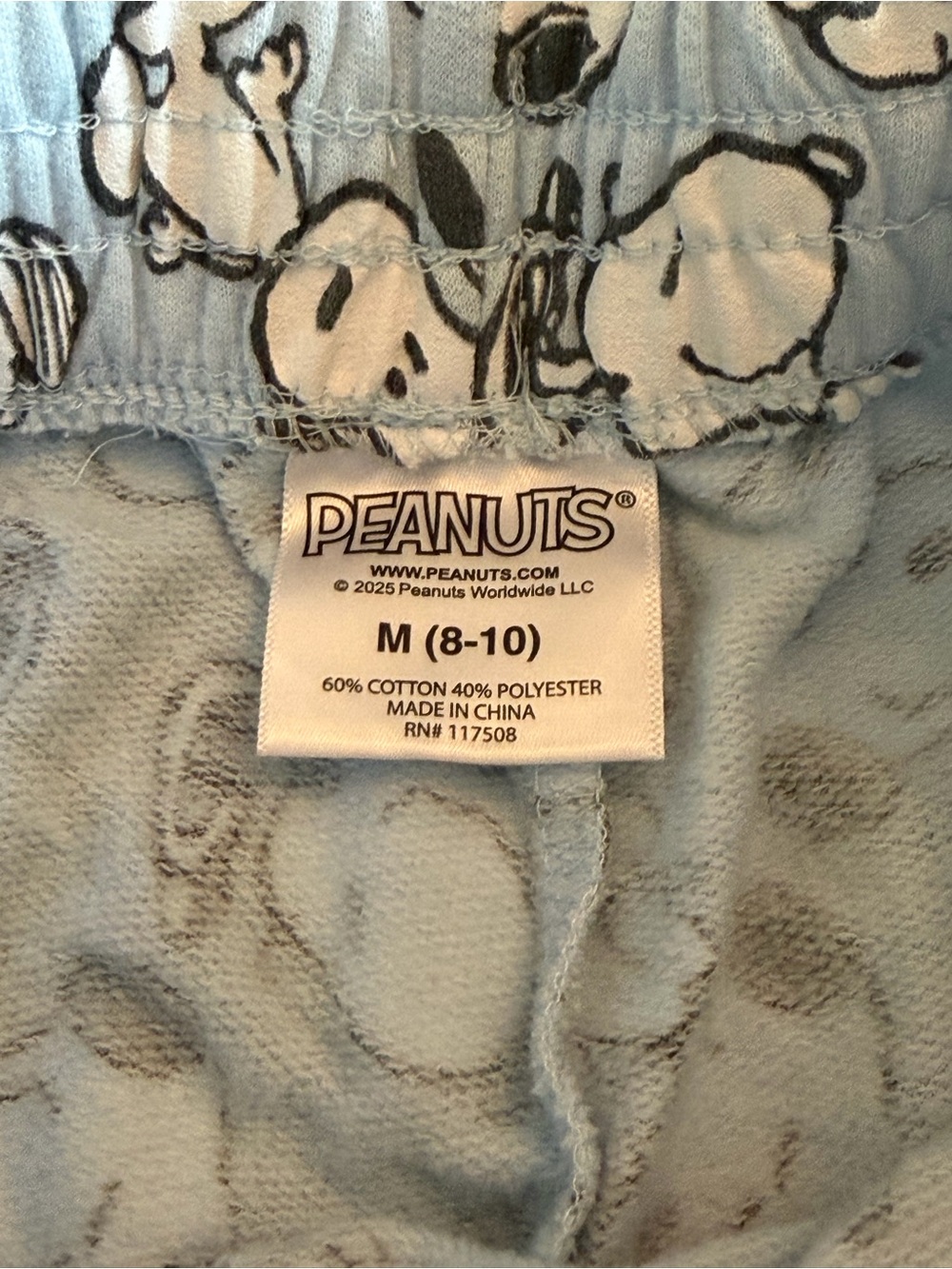 Peanuts Light Blue Snoopy Printed Cotton Blend Shorts - Picture 3 of 3